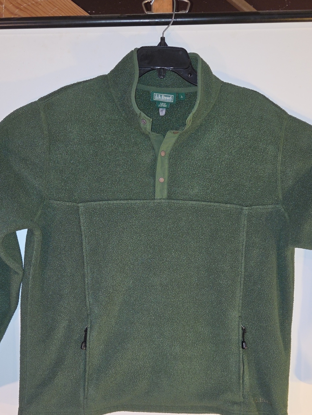 L.L. Bean Men's Olive Green Fleece Snap Pullover